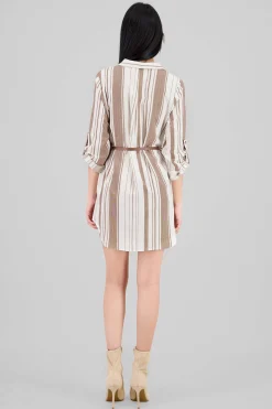 Shasa Pockets and Belt Shirt Dress