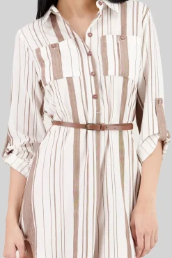 Shasa Pockets and Belt Shirt Dress