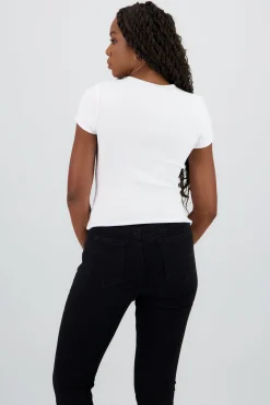 Shasa Pointelle Short Sleeve Top