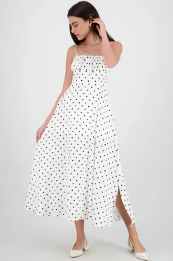 Shasa Polka Dot Midi Dress with Straps