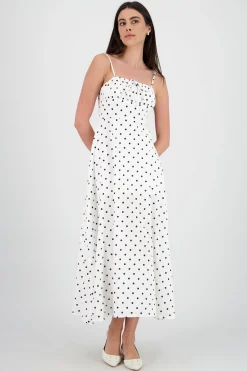 Shasa Polka Dot Midi Dress with Straps