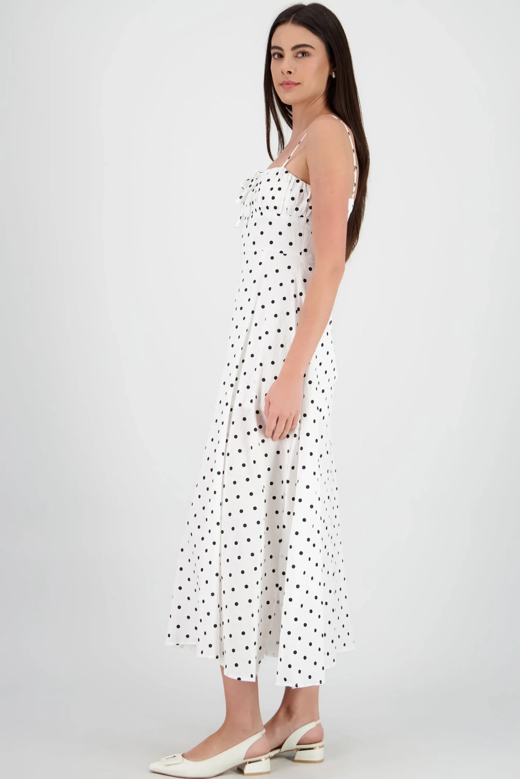 Shasa Polka Dot Midi Dress with Straps