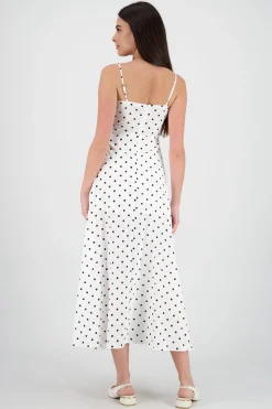 Shasa Polka Dot Midi Dress with Straps