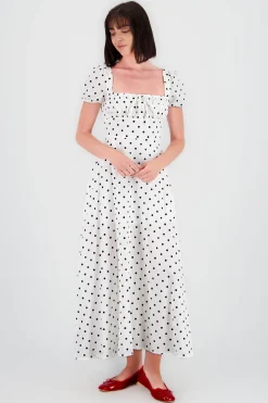 Shasa Polka Dot Printed Midi Dress