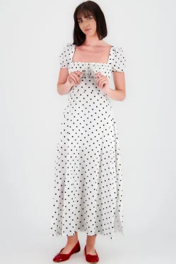 Shasa Polka Dot Printed Midi Dress