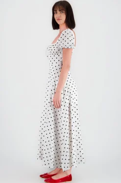 Shasa Polka Dot Printed Midi Dress