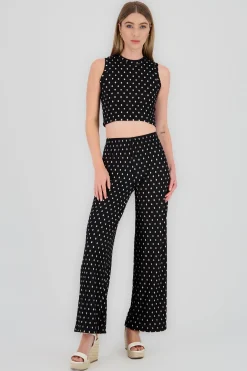 Shasa Polka Dot Textured Pants