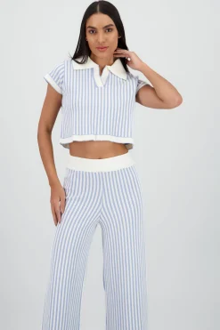 Shasa Polo Neck Striped Top