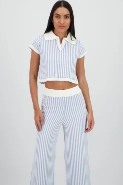 Shasa Polo Neck Striped Top