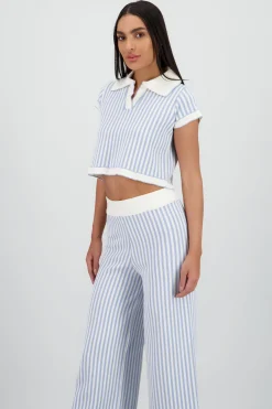 Shasa Polo Neck Striped Top