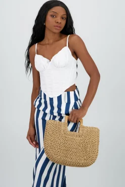 Shasa Poplin Corset Style Top with Lace