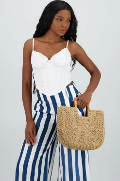 Shasa Poplin Corset Style Top with Lace