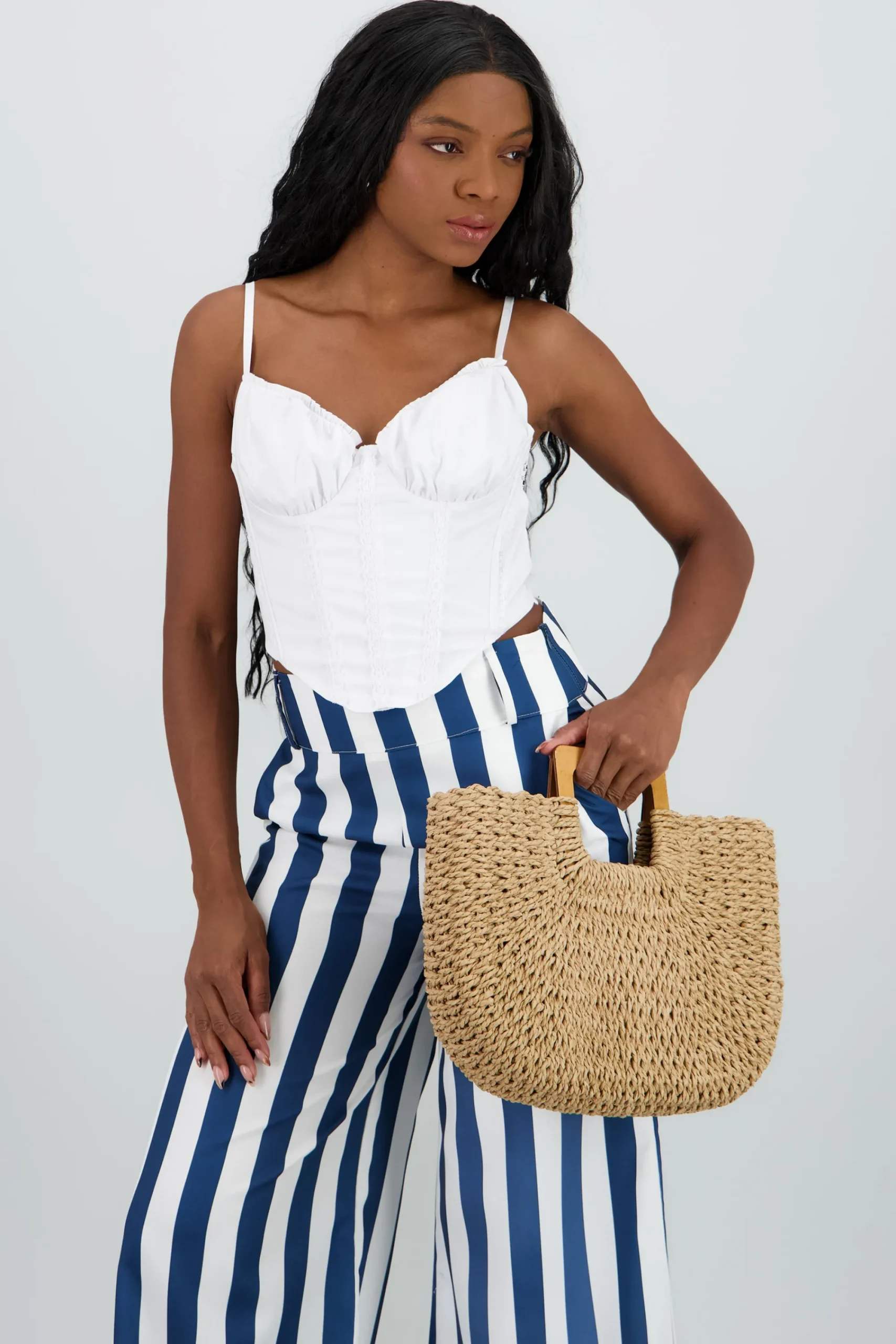 Shasa Poplin Corset Style Top with Lace