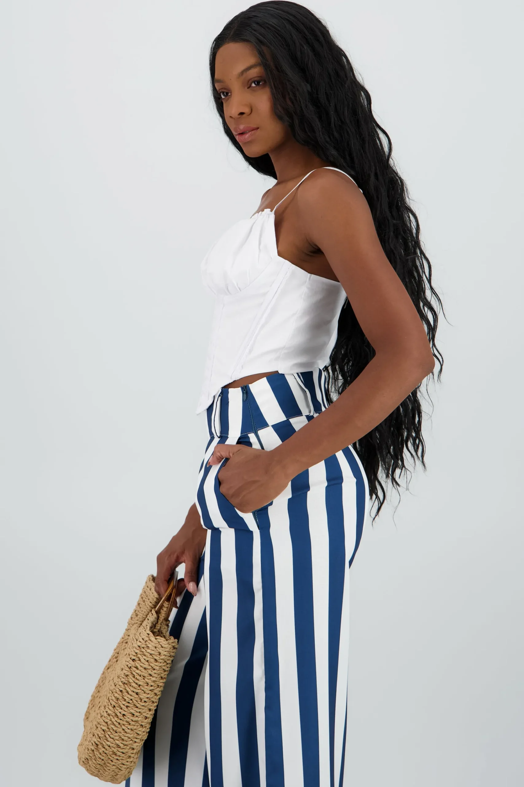 Shasa Poplin Corset Style Top with Lace