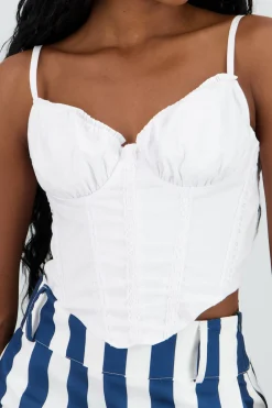 Shasa Poplin Corset Style Top with Lace