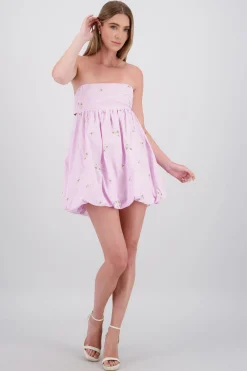 Shasa Poplin Embroidered Dress with Bows