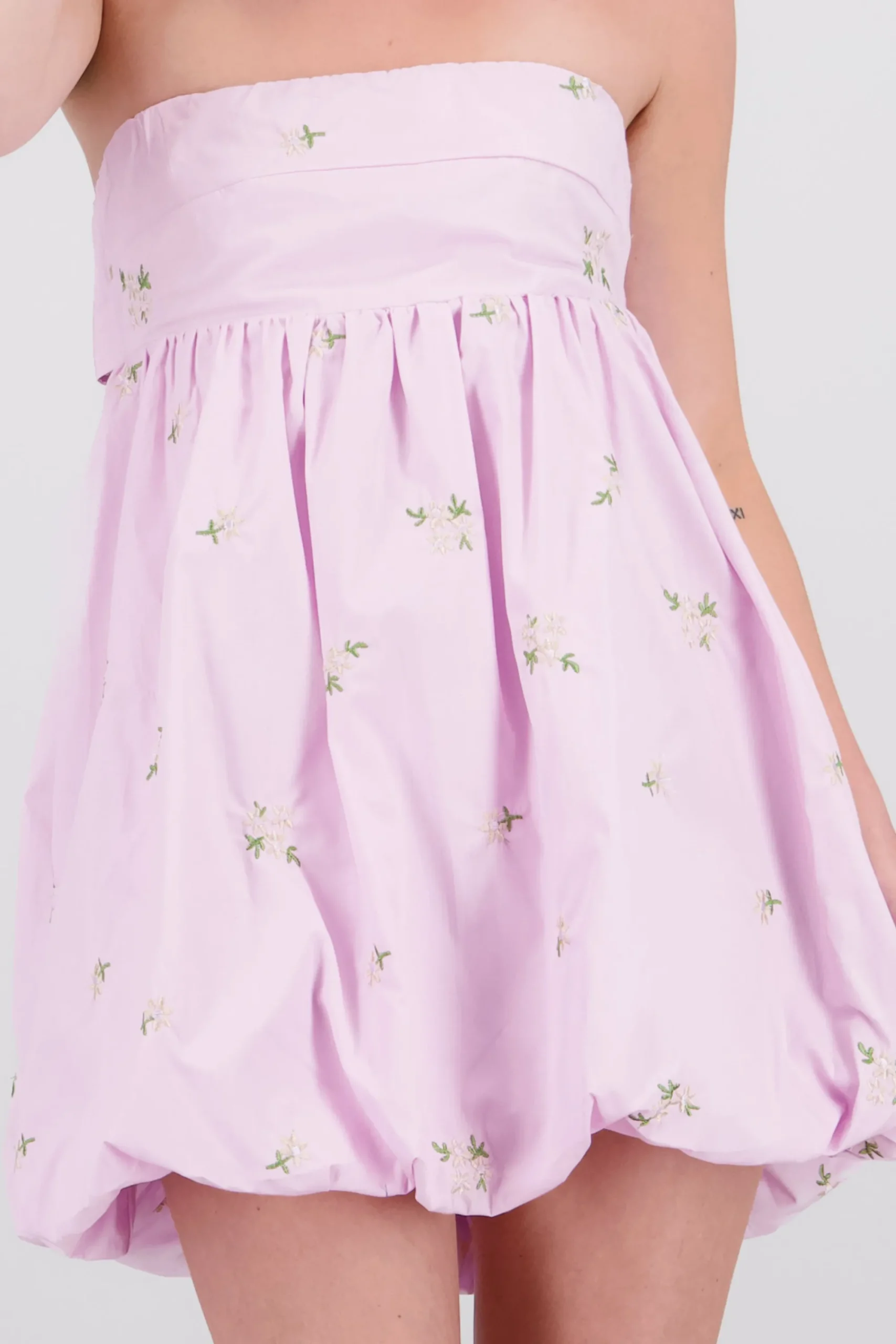 Shasa Poplin Embroidered Dress with Bows