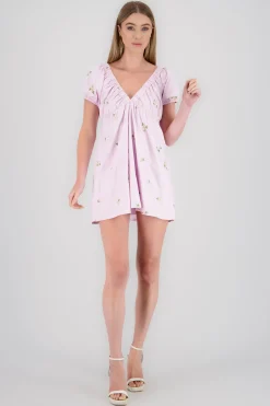 Shasa Poplin Embroidered Mini Dress