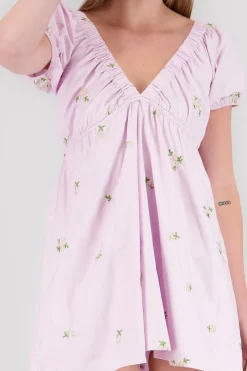Shasa Poplin Embroidered Mini Dress
