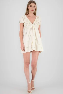 Shasa Poplin Embroidered Mini Dress