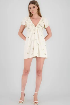 Shasa Poplin Embroidered Mini Dress