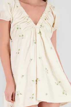 Shasa Poplin Embroidered Mini Dress