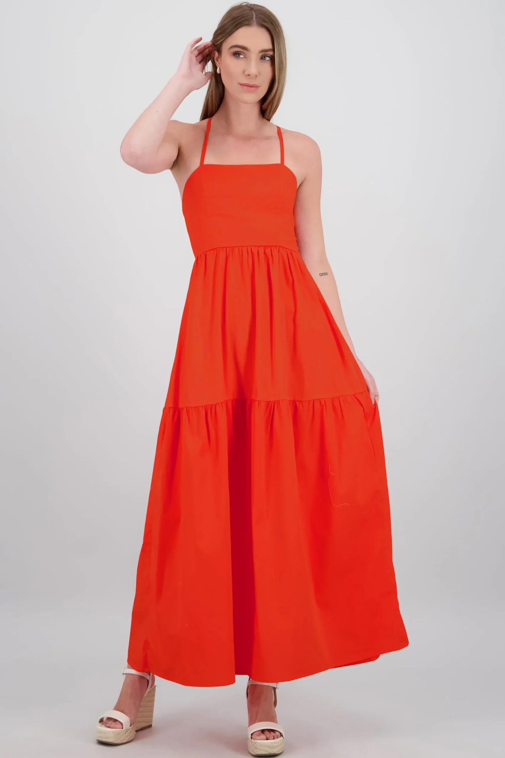 Shasa Poplin Maxi Dress with Crossed Back