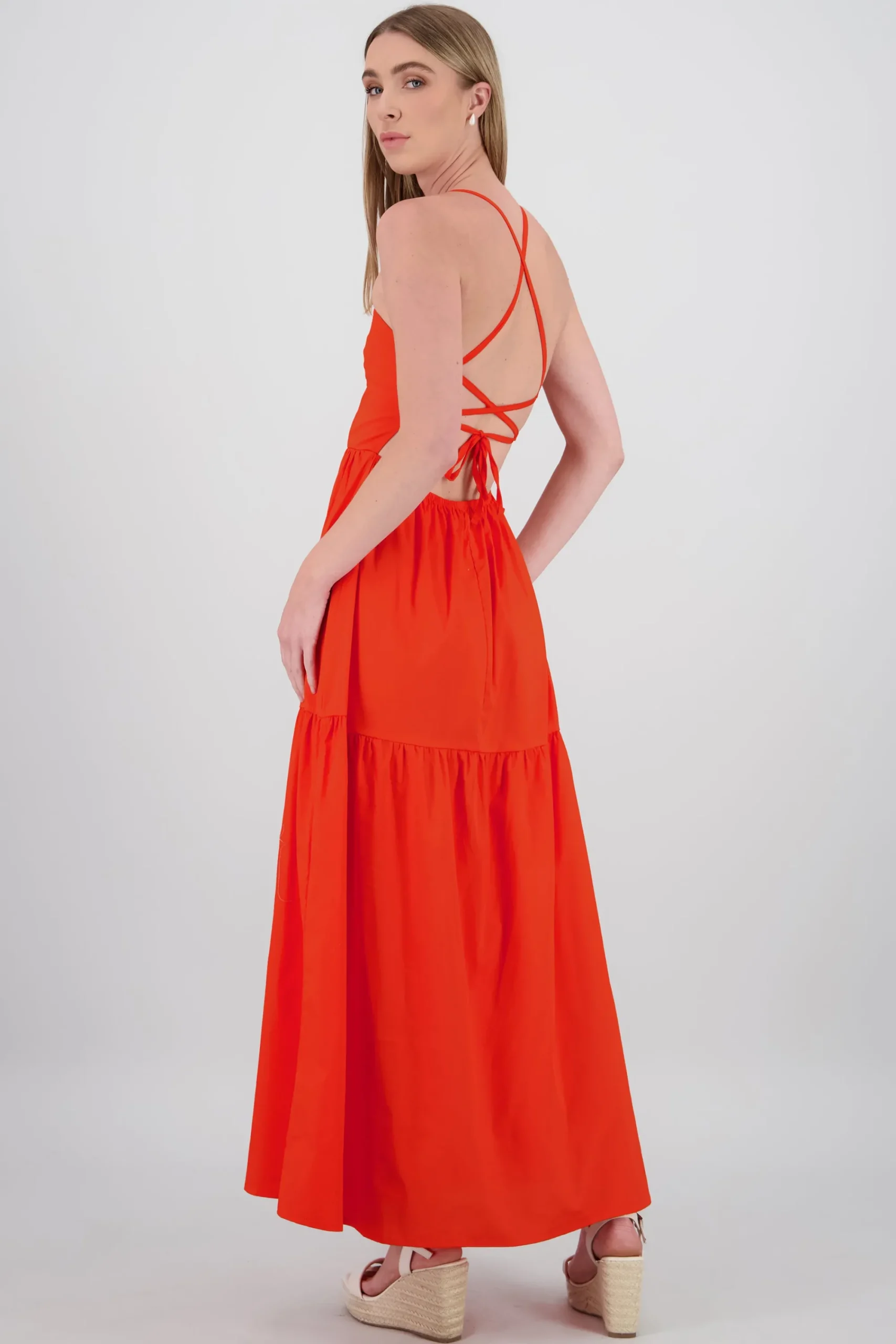 Shasa Poplin Maxi Dress with Crossed Back