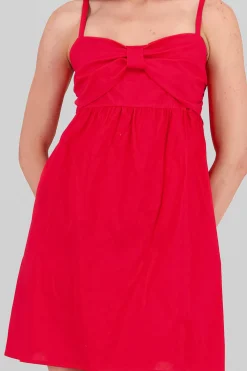 Shasa Poplin Mini Dress with Bow Detail