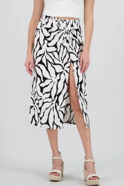 Shasa Print Detail Midi Skirt with Slit