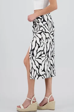 Shasa Print Detail Midi Skirt with Slit