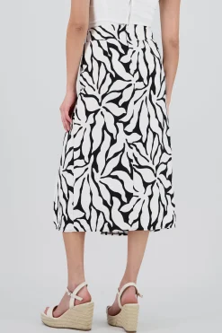 Shasa Print Detail Midi Skirt with Slit