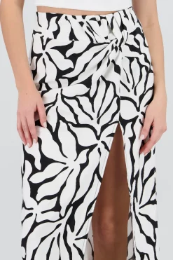 Shasa Print Detail Midi Skirt with Slit