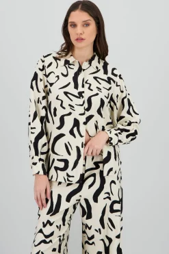 Shasa Print Detail Oversized Shirt