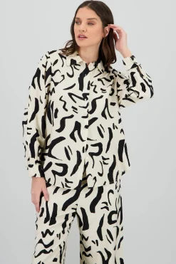 Shasa Print Detail Oversized Shirt