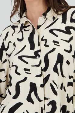 Shasa Print Detail Oversized Shirt
