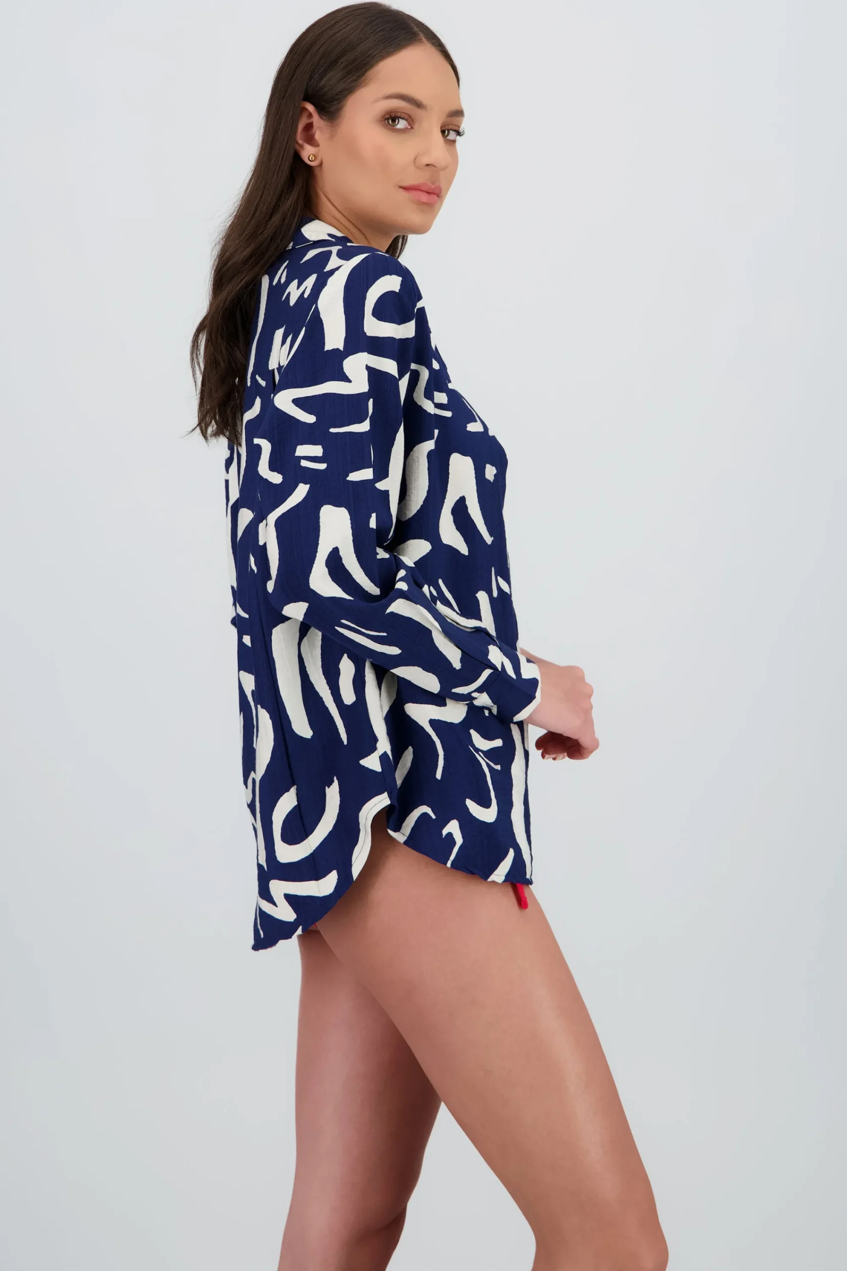 Shasa Print Detail Oversized Shirt