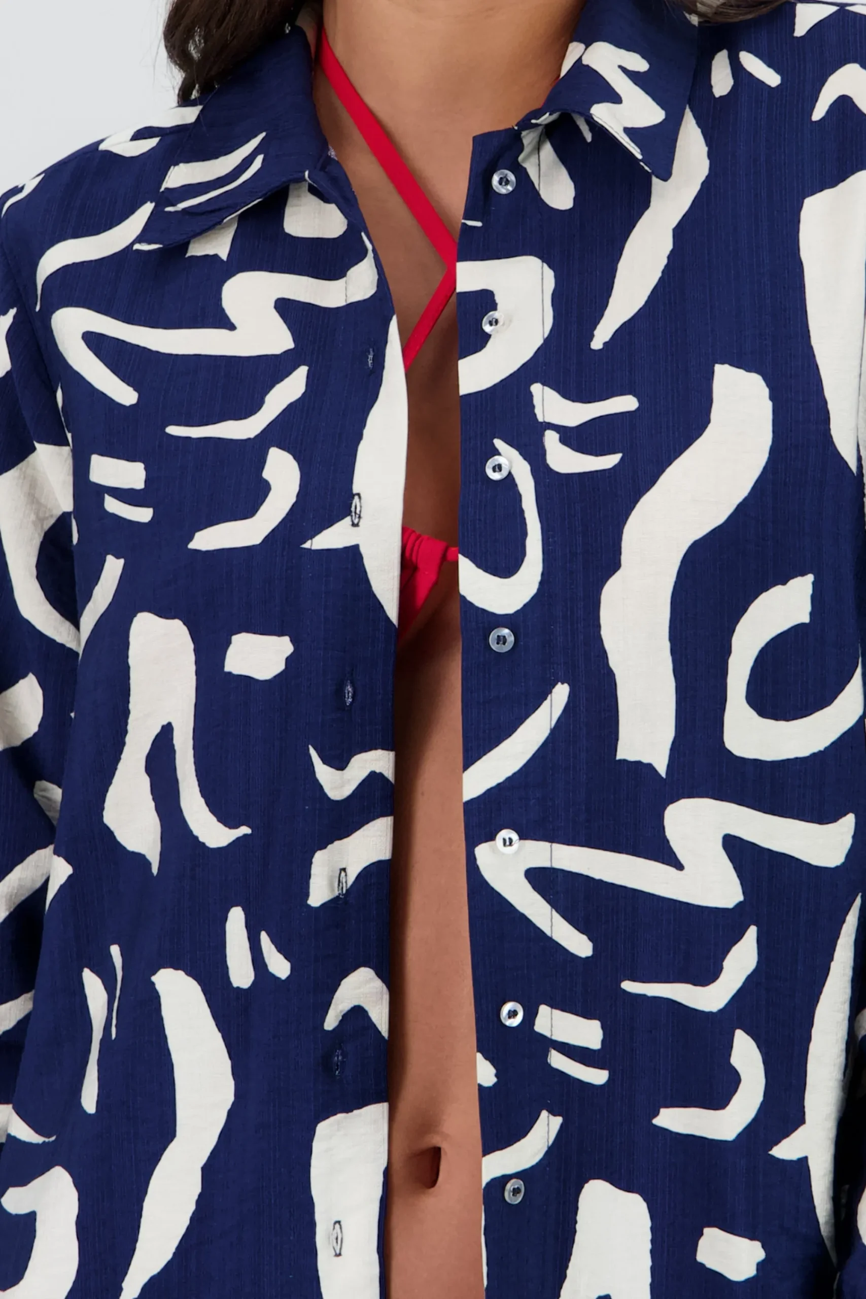 Shasa Print Detail Oversized Shirt