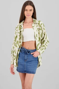 Shasa Print Detail Oversized Shirt