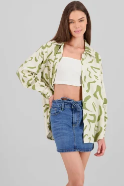 Shasa Print Detail Oversized Shirt