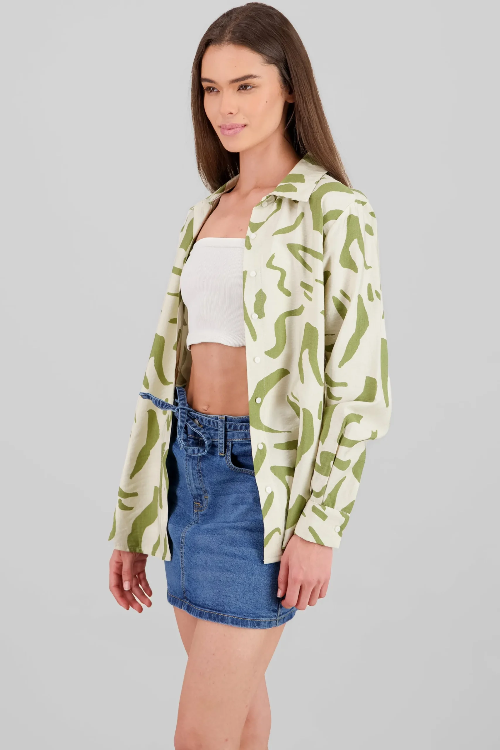 Shasa Print Detail Oversized Shirt