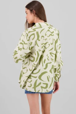 Shasa Print Detail Oversized Shirt