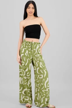 Shasa Print Detail Wide Leg Pants