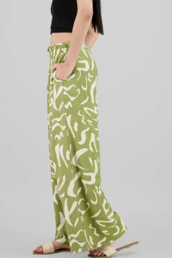 Shasa Print Detail Wide Leg Pants