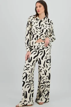 Shasa Print Detail Wide Leg Pants