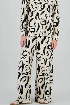 Shasa Print Detail Wide Leg Pants