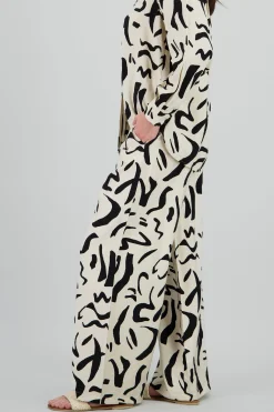 Shasa Print Detail Wide Leg Pants