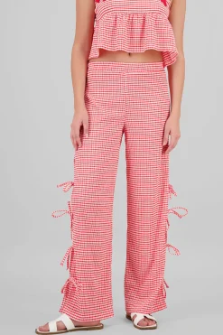 Shasa Printed Bow Details Wide Leg Pants