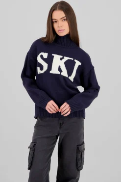 Shasa Printed High Neck Knit Sweater