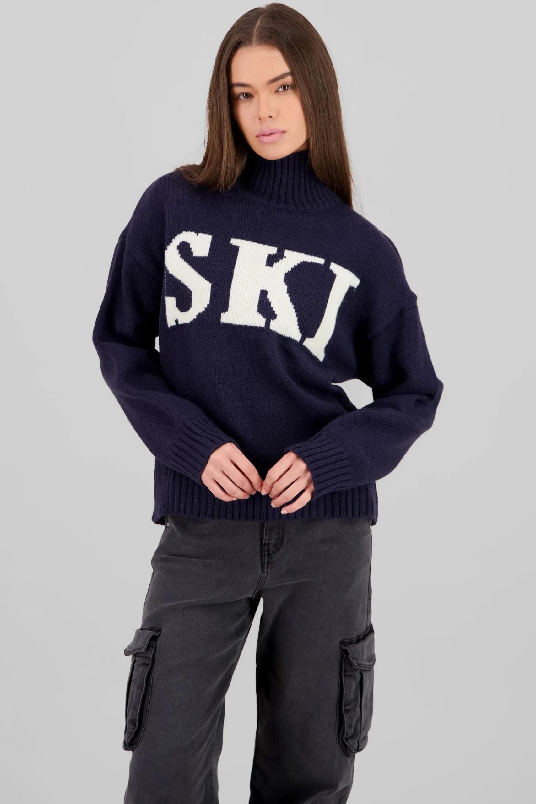 Shasa Printed High Neck Knit Sweater